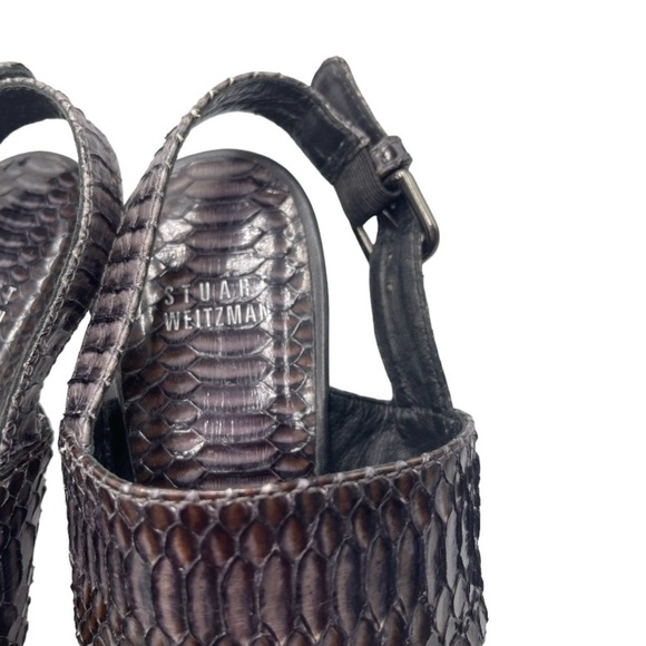 Stuart Weitzman Heels Women's 8 US Snakeskin Slingback Sandals Strap‎ Vintage - Picture 6 of 13